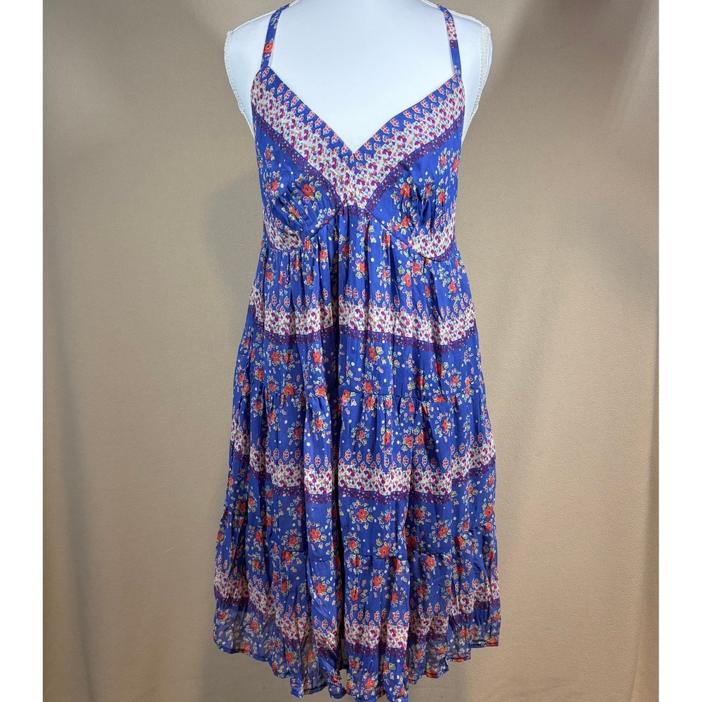 Mossimo Babydoll Floral Dress Medium Periwinkle Blue‎ Boho Chic Cottagecore Mini
